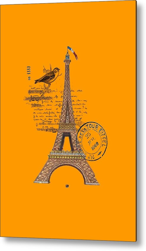 Eiffel Tower T Shirt Design Metal Print featuring the digital art Eiffel Tower T Shirt Design by Bellesouth Studio