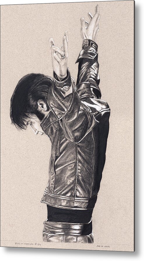Elvis Metal Print featuring the drawing Elvis in Charcoal #174, No title by Rob De Vries