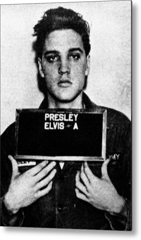 Elvis Presley Metal Print featuring the painting Elvis Presley Mug Shot Vertical 1 by Tony Rubino