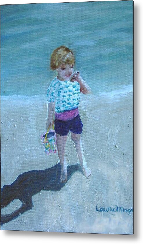 Child Metal Print featuring the painting Finding Treasure by Laurie Morgan