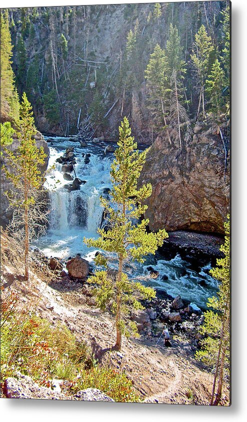 Firehole Canyon Falls In Yellowstone National Park Metal Print featuring the photograph Firehole Canyon Falls in Yellowstone National Park, Wyoming by Ruth Hager