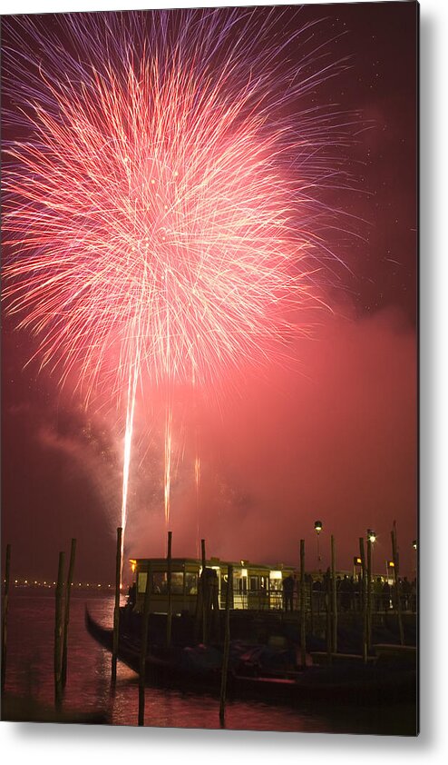Fireworks Metal Print featuring the photograph Fireworks in Venice by Ian Middleton