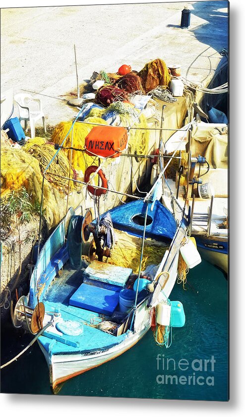 Crete Metal Print featuring the photograph fishing boat in Crete by HD Connelly
