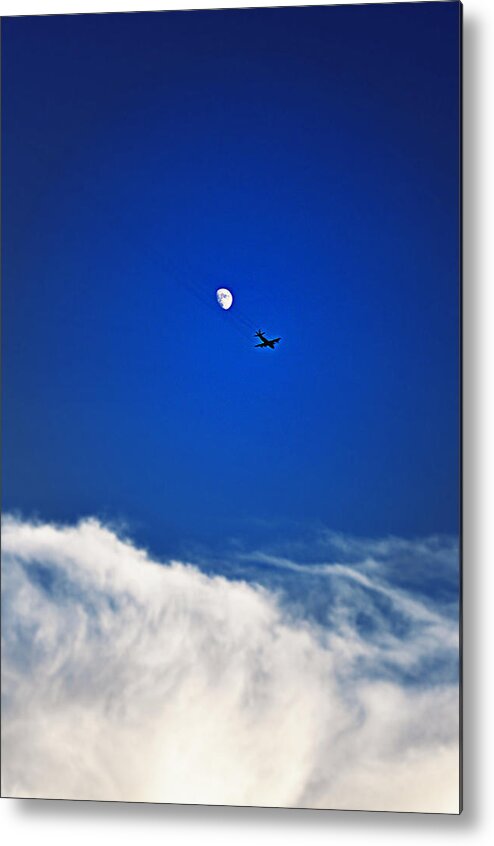 Moon Metal Print featuring the photograph Flightpath by Rose Hill