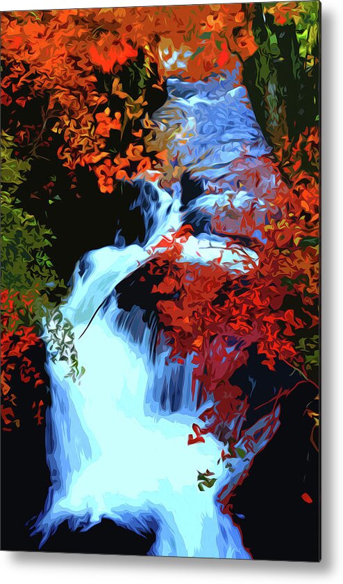 Water Metal Print featuring the painting Flowing Autumn by AM FineArtPrints