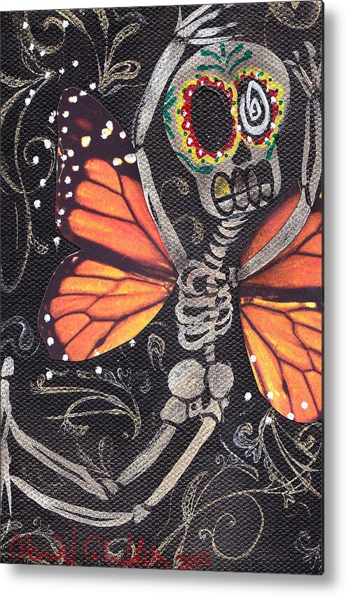 Day Of The Dead Metal Print featuring the painting Flying Away by Abril Andrade
