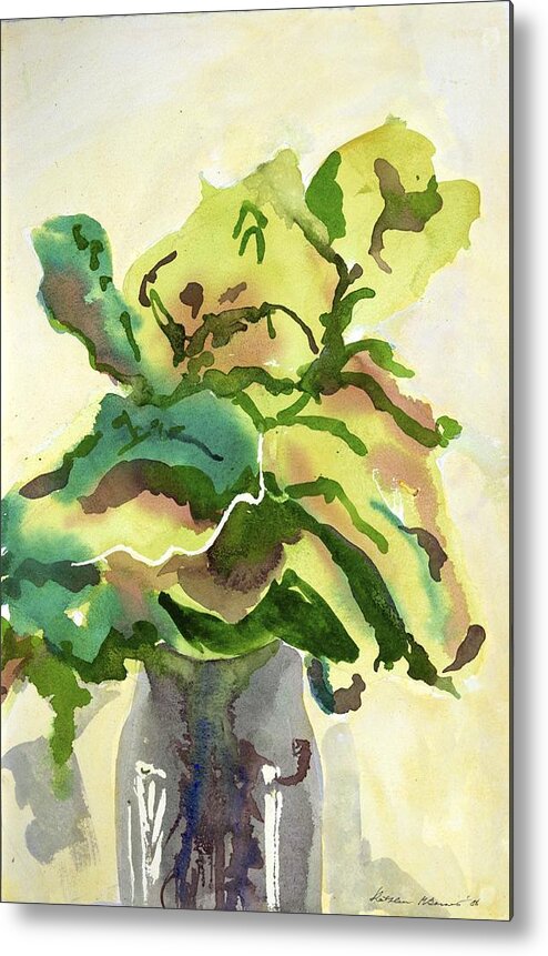  Metal Print featuring the painting Foliage in Vase by Kathleen Barnes