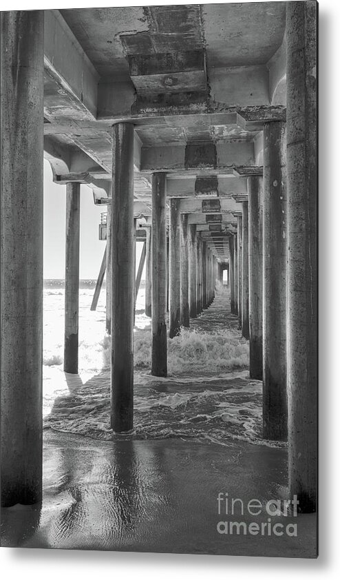 Huntington Beach Metal Print featuring the photograph Follow The Lines Under Huntington Beach Pier by Ana V Ramirez