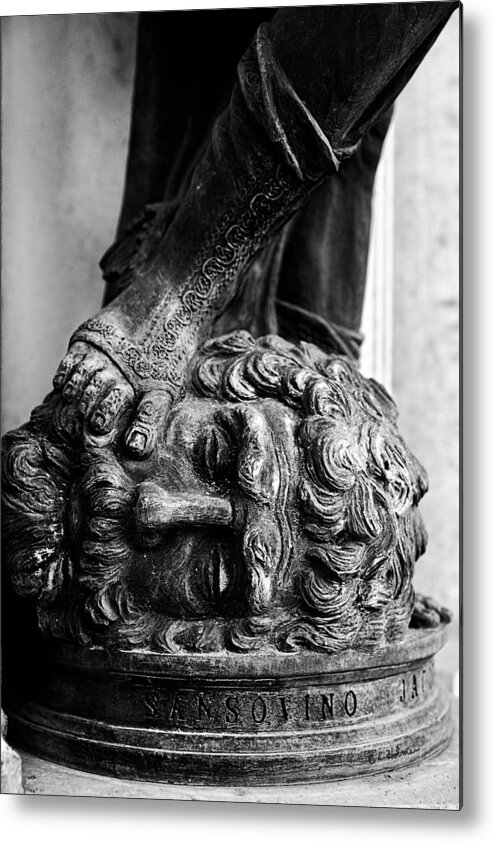 Sculpture Metal Print featuring the photograph Foot Rest B-W by Christopher Holmes