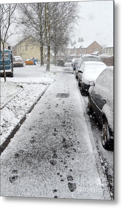 Snow Metal Print featuring the photograph Footsteps in the Snow by Andy Thompson