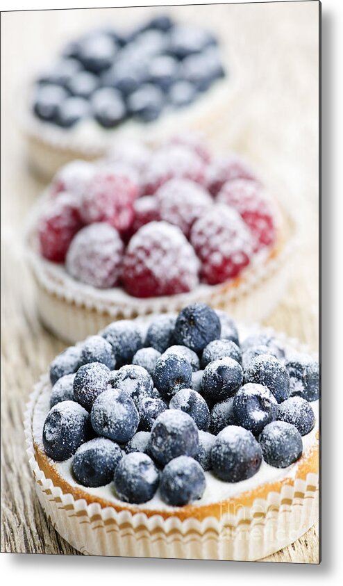 Fruit Metal Print featuring the photograph Fresh berry tarts by Elena Elisseeva