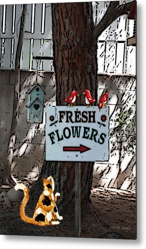 Tree Metal Print featuring the mixed media Fresh Flowers by Arline Wagner