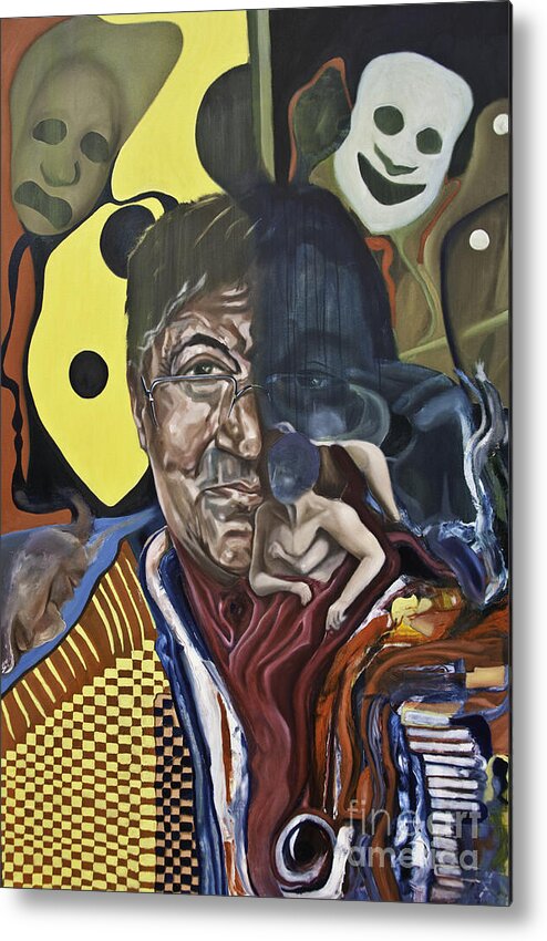 Stephen Fry Metal Print featuring the painting Fry Both Sides by James Lavott