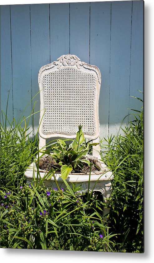 Chair Metal Print featuring the photograph Garden Chair - French Blue by Colleen Kammerer