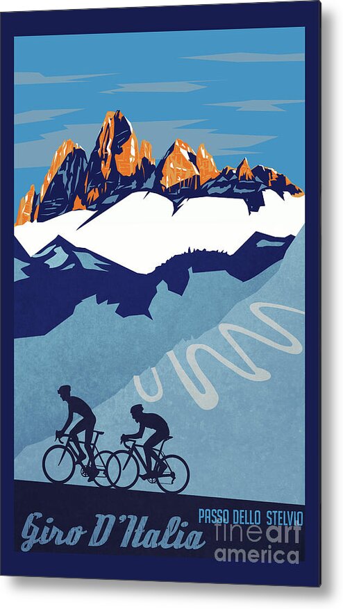 Giro D'italia Metal Poster featuring the painting Giro D'Italia cycling poster by Sassan Filsoof