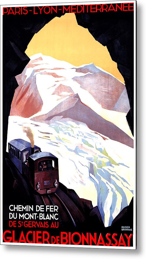 Glacier De Bionnassay Metal Print featuring the painting Glacier de Bionnassay, railway, France by Long Shot