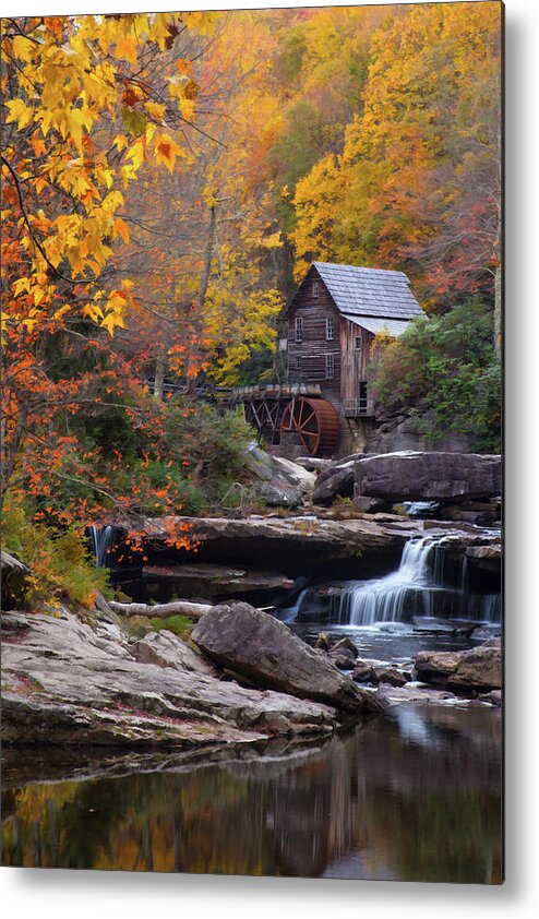 Mill Metal Print featuring the photograph Glade Creek Grist Mill in Autumn II by Amy Jackson