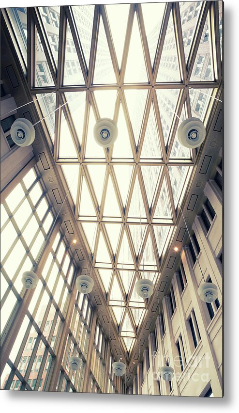 Architecture Metal Print featuring the photograph glass ceiling in hall of new State office by Ariadna De Raadt