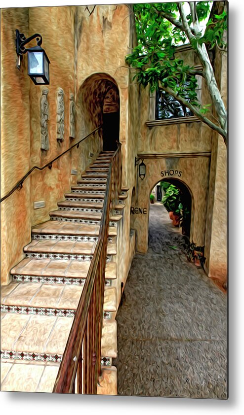 Fine Art Photography. Fine Art Staircase. Hand Rails. Old Buildings. Antique Buildings. Shoping Centers. Fine Art Old Building Photography. Vantage Buildings. Old Vantage Photography. Mixed Media Photography. Metal Print featuring the photograph Going Up or Down by James Steele