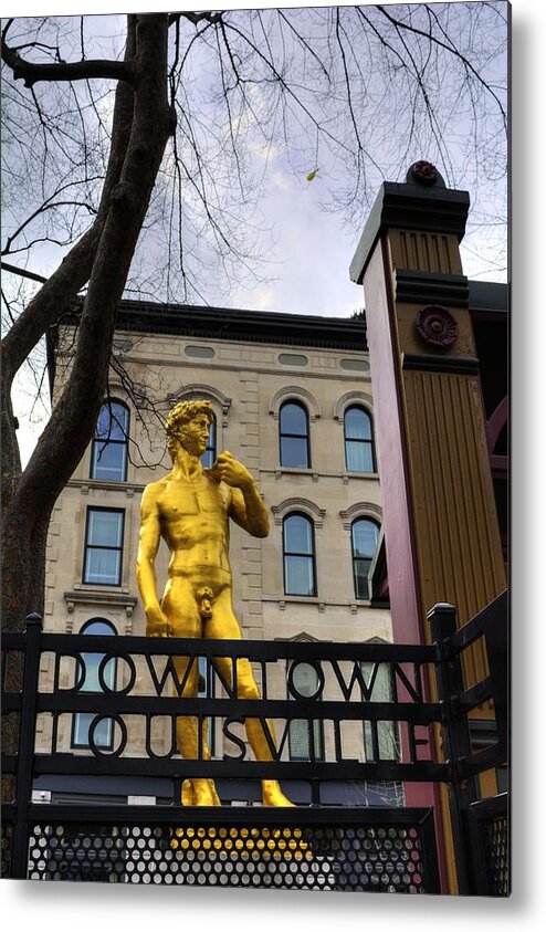 Gold Statue Of David Metal Print featuring the photograph Gold Statue of David by FineArtRoyal Joshua Mimbs