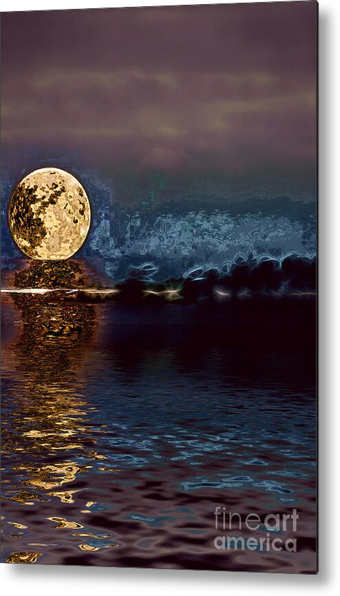 Moon Metal Print featuring the photograph Golden Moon by Elaine Hunter