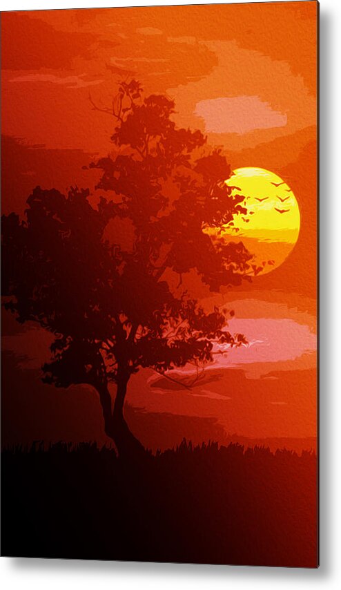 Golden Rays Metal Print featuring the painting Golden rays of the Sun by AM FineArtPrints