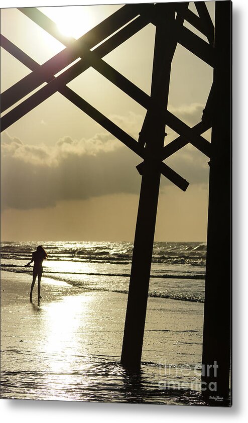 Folly Beach Metal Print featuring the photograph Golden Stroll by Jennifer White