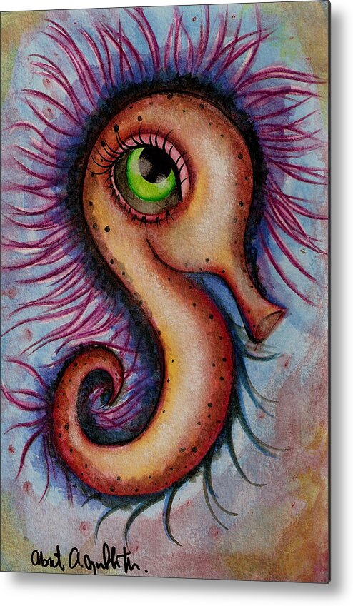 Seahorse Metal Print featuring the painting Good Hair Day by Abril Andrade