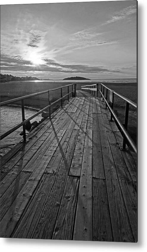 Gloucester Metal Print featuring the photograph Good Harbor Beach Footbridge Shadows Black and White by Toby McGuire