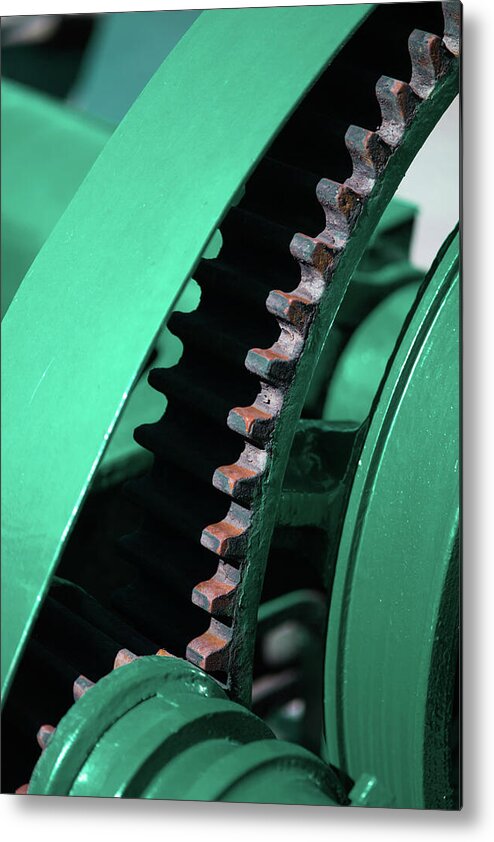 Gears Metal Print featuring the photograph Green Gears Eppleton Hall San Francisco by David Smith