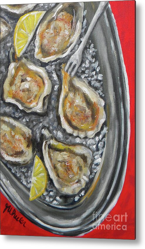 Oysters Metal Print featuring the painting Grilled by JoAnn Wheeler