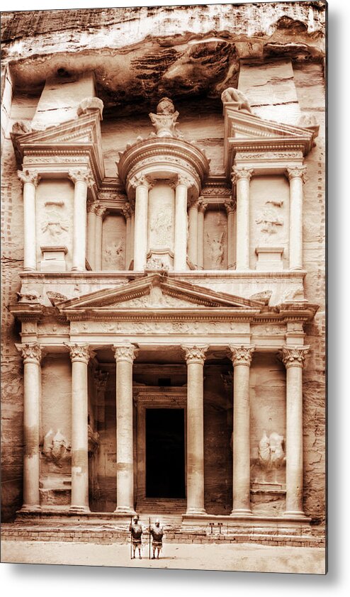 Petra Metal Print featuring the photograph Guarding The Petra Treasury by Nicola Nobile