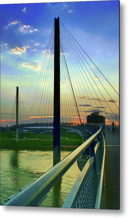 Bob Kerrey Metal Print featuring the photograph Handrail - Bob Kerrey Bridge by Nikolyn McDonald