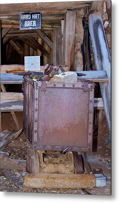 Mine Car Metal Print featuring the photograph Hard Hat Area by Phyllis Denton