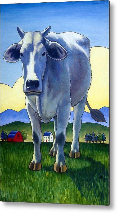 Cow Metal Print featuring the painting Heres Looking at You by Stacey Neumiller