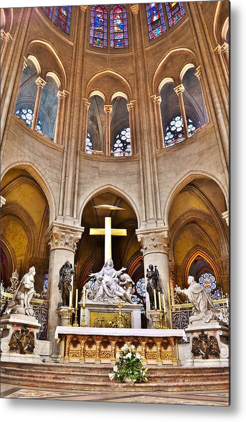 Notre Dame Metal Print featuring the photograph High Alter Notre Dame Cathedral Paris France by Kim Bemis