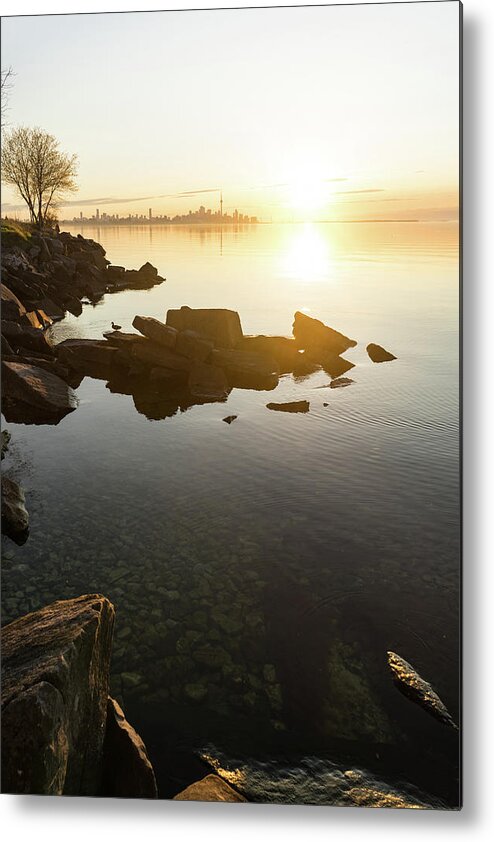 Georgia Mizuleva Metal Print featuring the photograph High Key Sunrise - Calm and Crystal Clear on the Shore of Lake Ontario in Toronto by Georgia Mizuleva