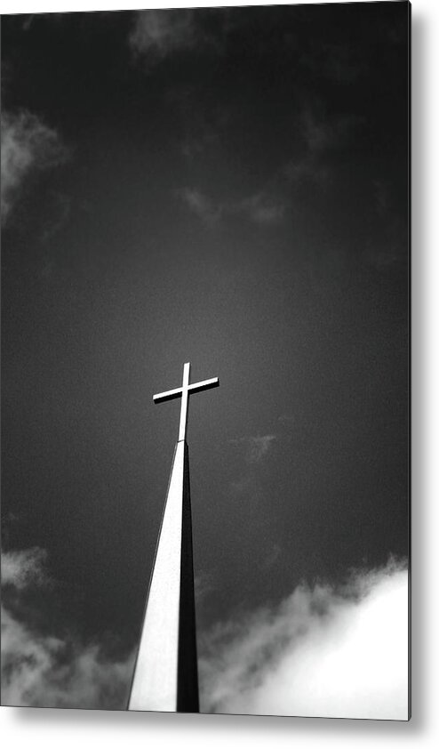Church Metal Print featuring the photograph Higher to Heaven - Black and White Photography by Linda Woods by Linda Woods
