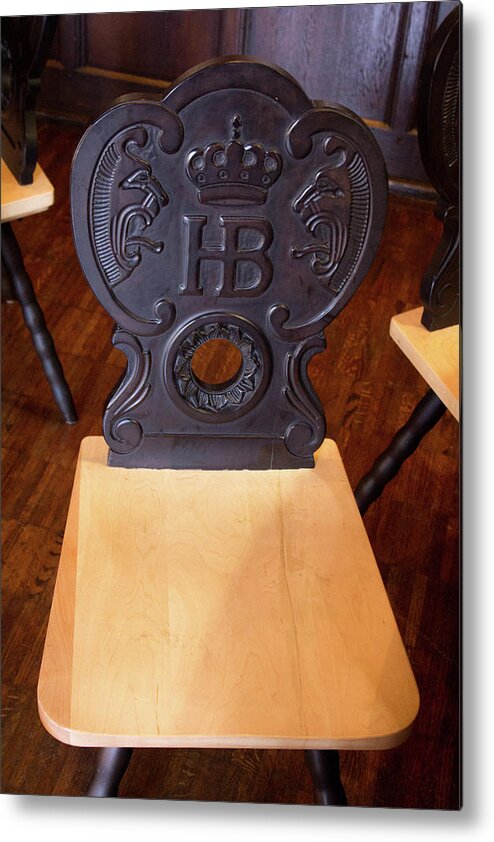 Bierhalle Metal Print featuring the photograph Hofbrauhaus Chair by Darrell Foster