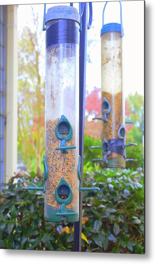 Saturation Filter Metal Print featuring the photograph Humming Bird Feeders 2 Saturated in Color by Ali Baucom