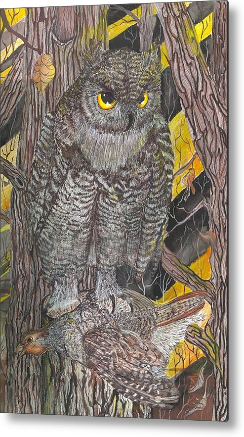Owl Metal Print featuring the painting Hunting Owl by Darren Cannell