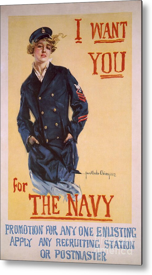 I Metal Print featuring the painting I want you for the Navy patriotic vintage poster art by Vintage Collectables