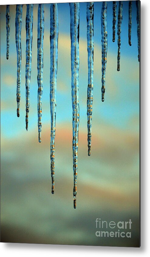 Ice Metal Print featuring the photograph Ice sickles - Winter in Switzerland by Susanne Van Hulst