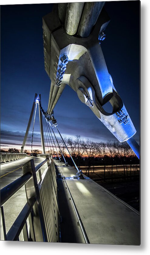 Chicago Metal Print featuring the photograph Industrial Beauty on Ped bridge in Chicago at dawn by Sven Brogren