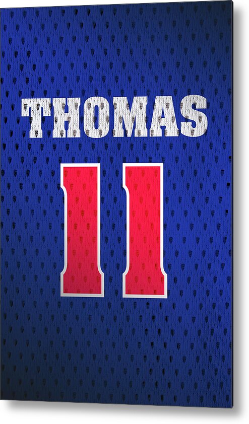 Isiah Thomas Detroit Pistons Number 11 Retro Vintage Jersey Closeup Graphic  Design Metal Print