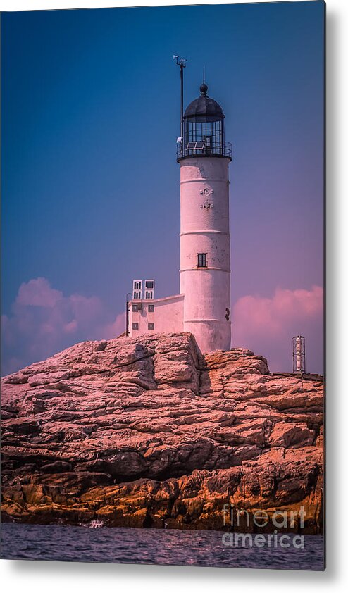 Nautical Metal Print featuring the photograph Isles of shoals lighthouse in the afternoon 1 by Claudia M Photography
