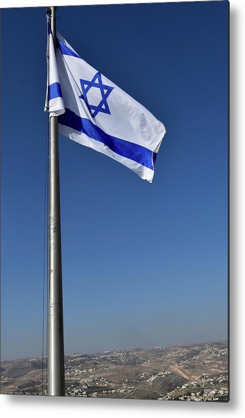 Israeli Flag Metal Print featuring the photograph Israeli Flag by Barbara Stellwagen