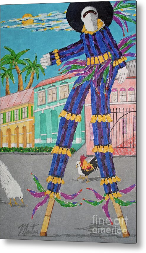 Stilt Walkers Metal Print featuring the painting J ouvert Morning by Art Mantia