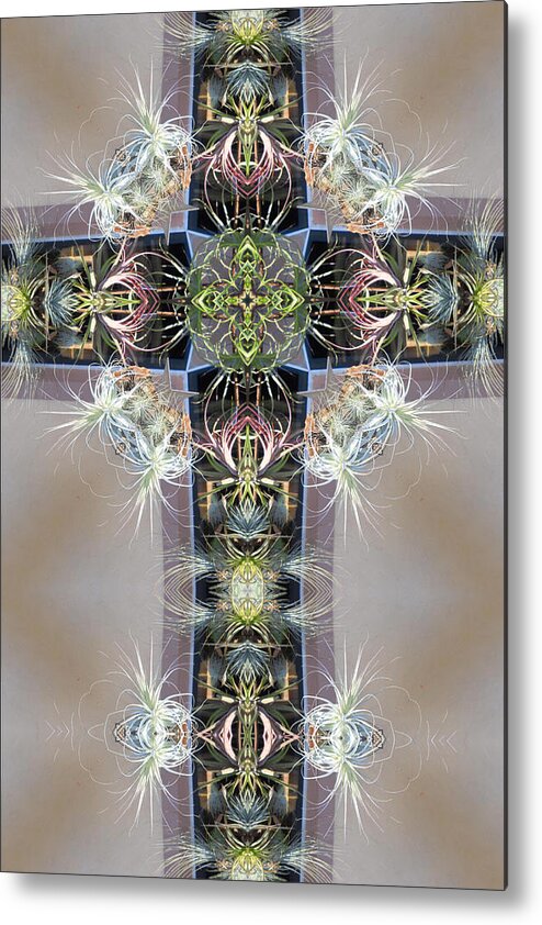 Kaleidoscope Metal Print featuring the digital art Kaleidoscope Cross by Frances Miller