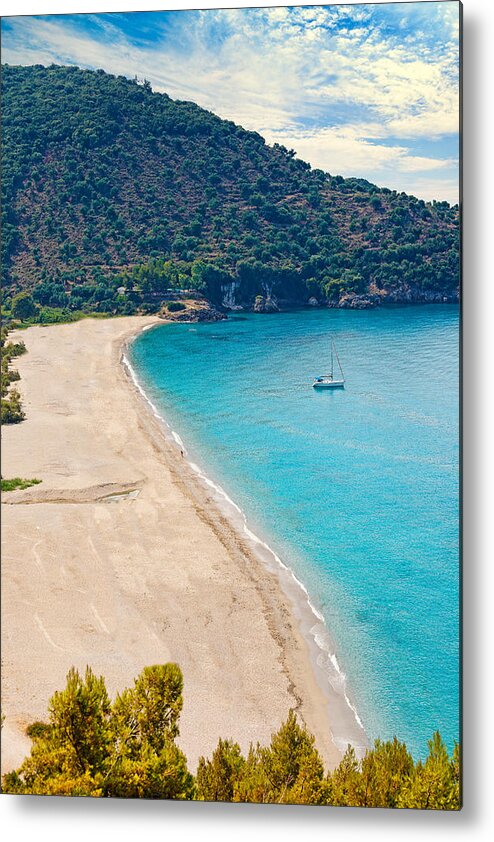 Perdika Metal Print featuring the photograph Karavostasi beach in Perdika - Greece by Constantinos Iliopoulos